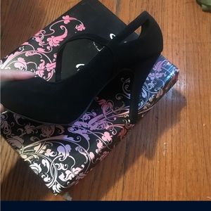 Black suede platforms